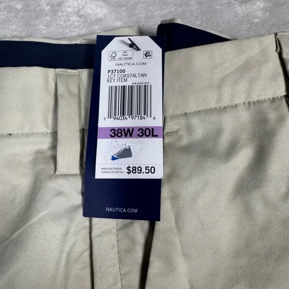 NWT Nautica Mens NAVTECH‎ Coastal Tan Water Resistant Comfort Waist Pants 38x30 - Picture 7 of 7
